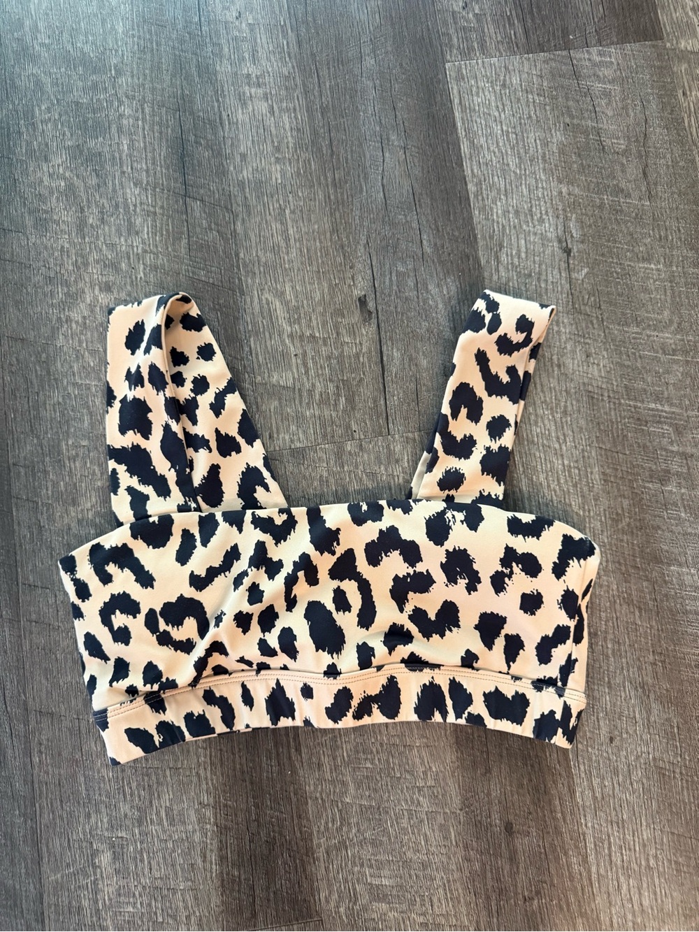 Leopard Print Sports Bra - Beige and Black